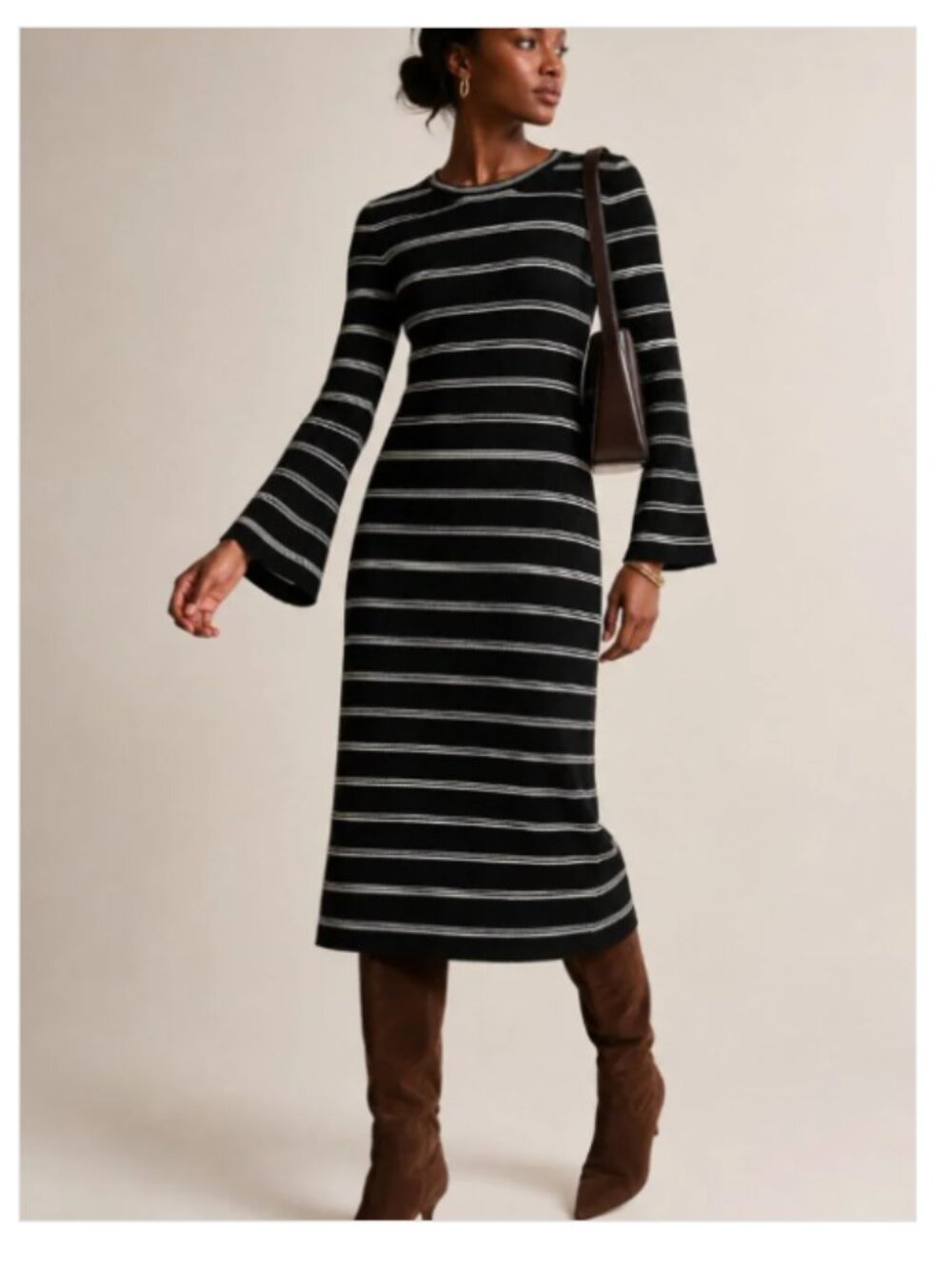 J. Crew Knit ribbed sweater-dress in mixed stripe size small